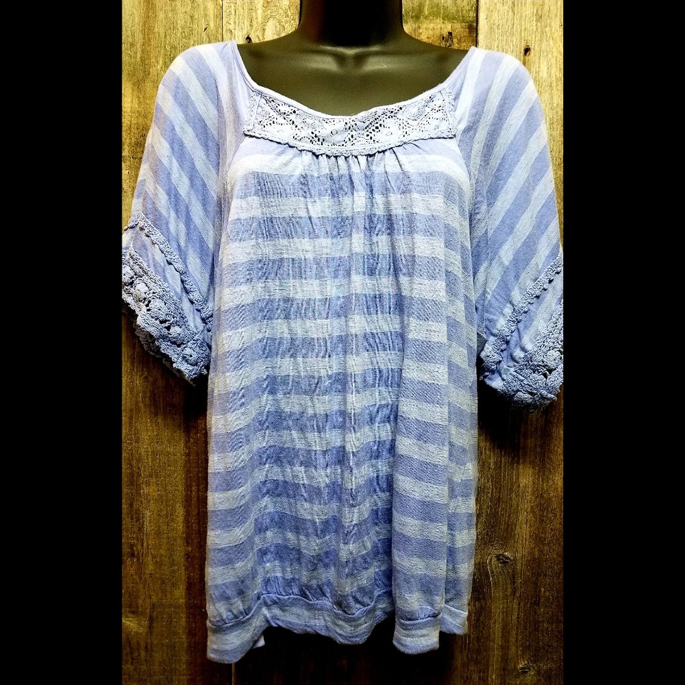 XL Striped Blouson Top